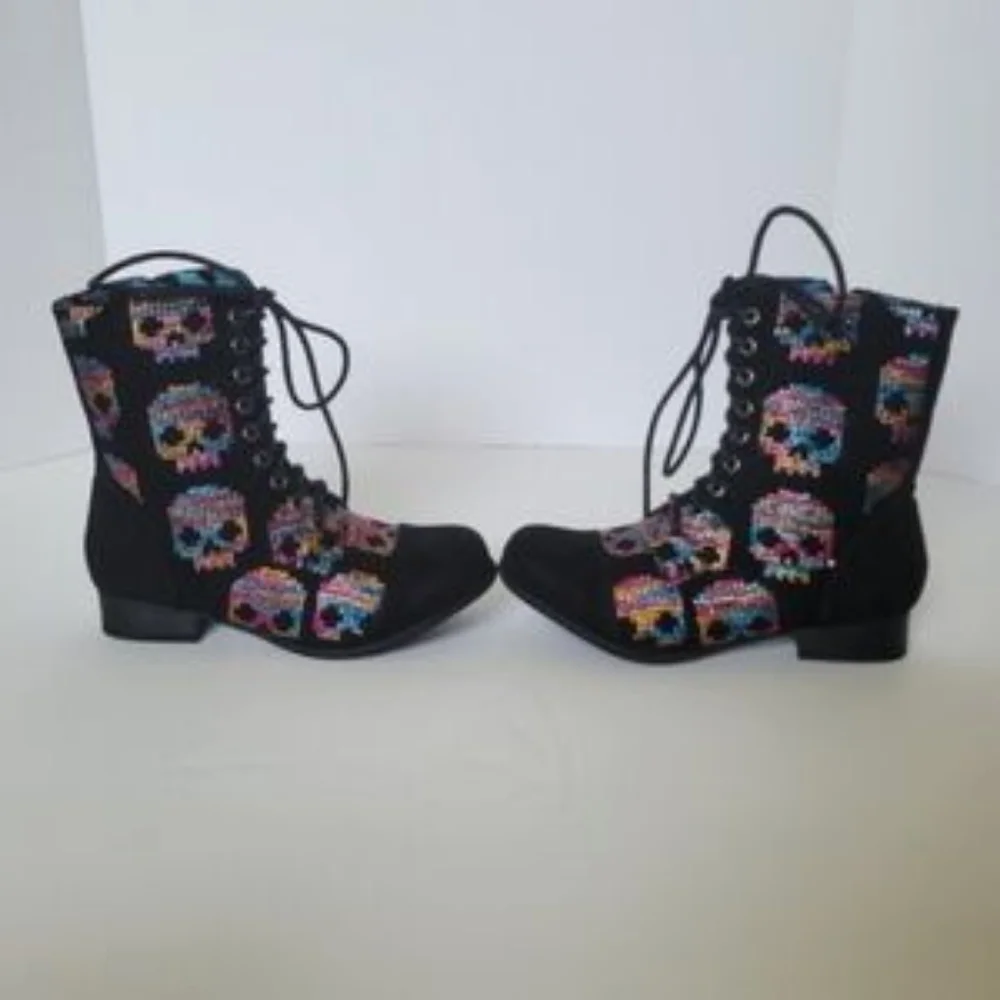 New Iron Fist Women's 5 Sugar Hiccup Combat Boots Black - Picture 4 of 12